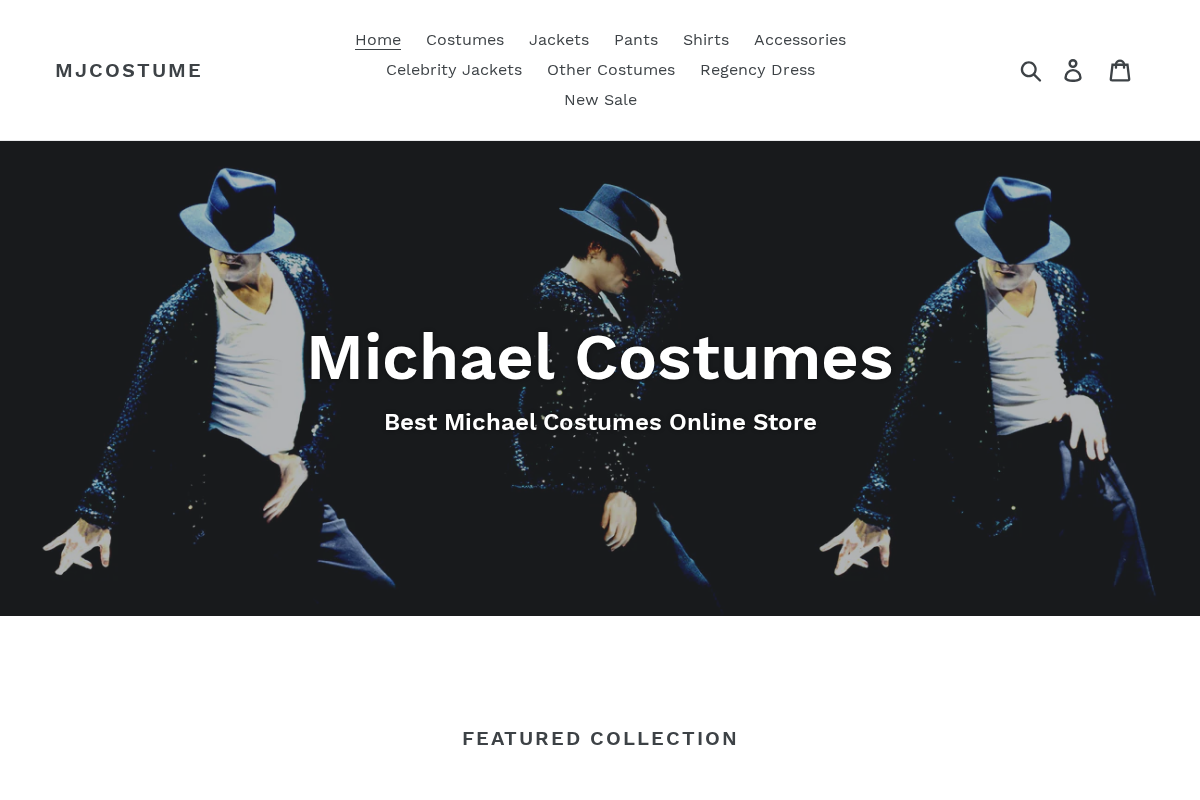 MJcostume homepage screenshot