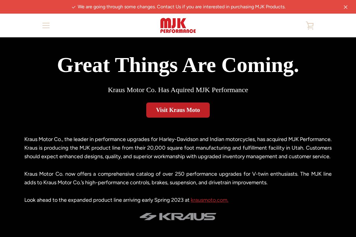 MJK Performance homepage screenshot