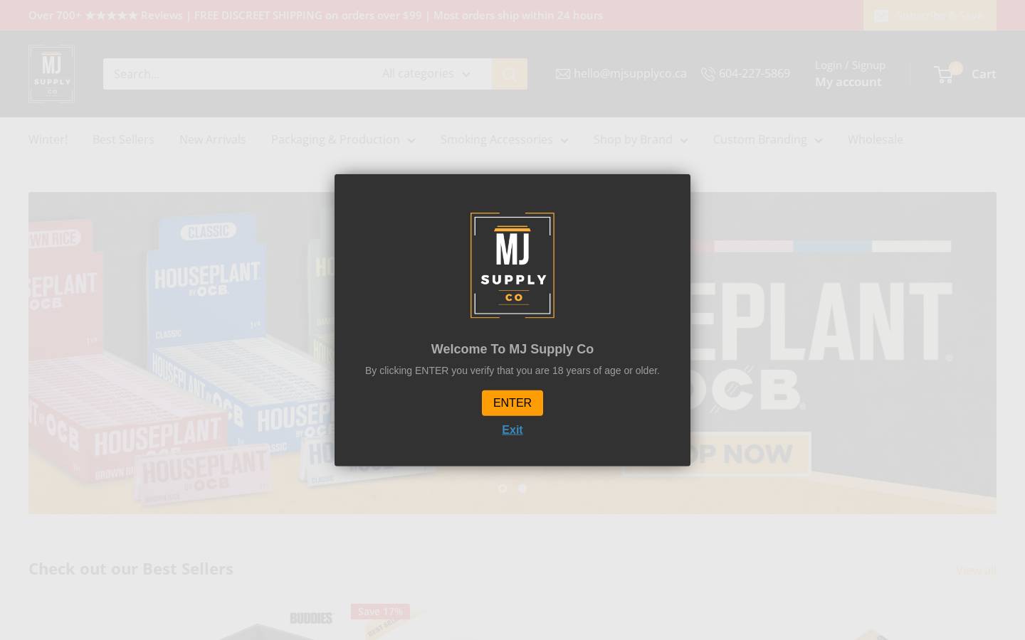 mjsupplyco.ca homepage screenshot
