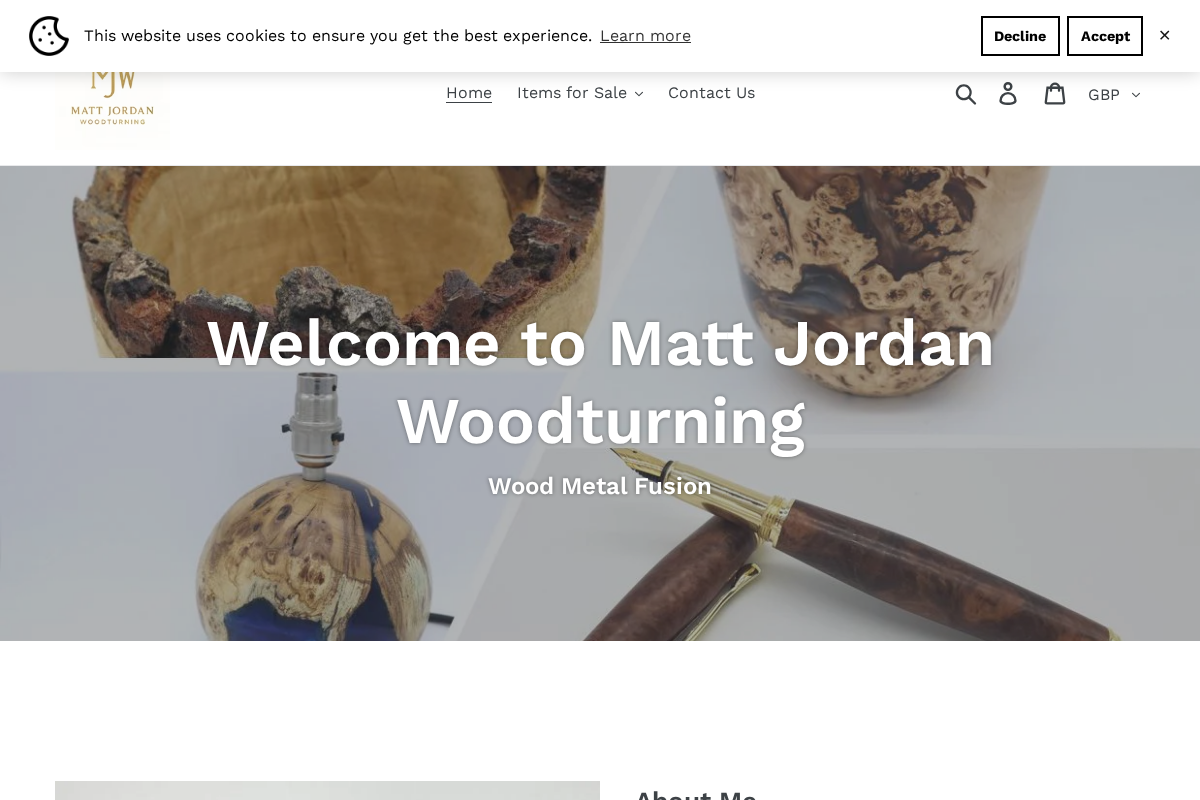 Matt Jordan Woodturning homepage screenshot