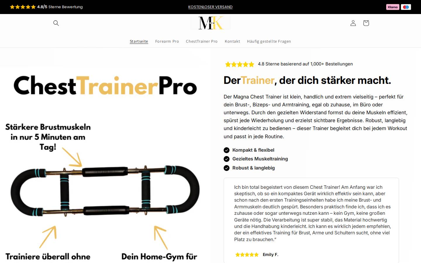 Mkgym homepage screenshot