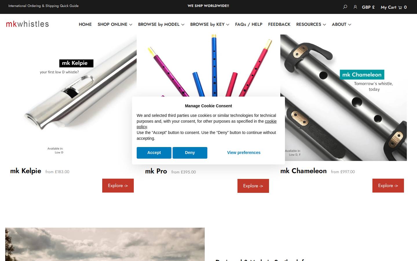 MkWhistles homepage screenshot