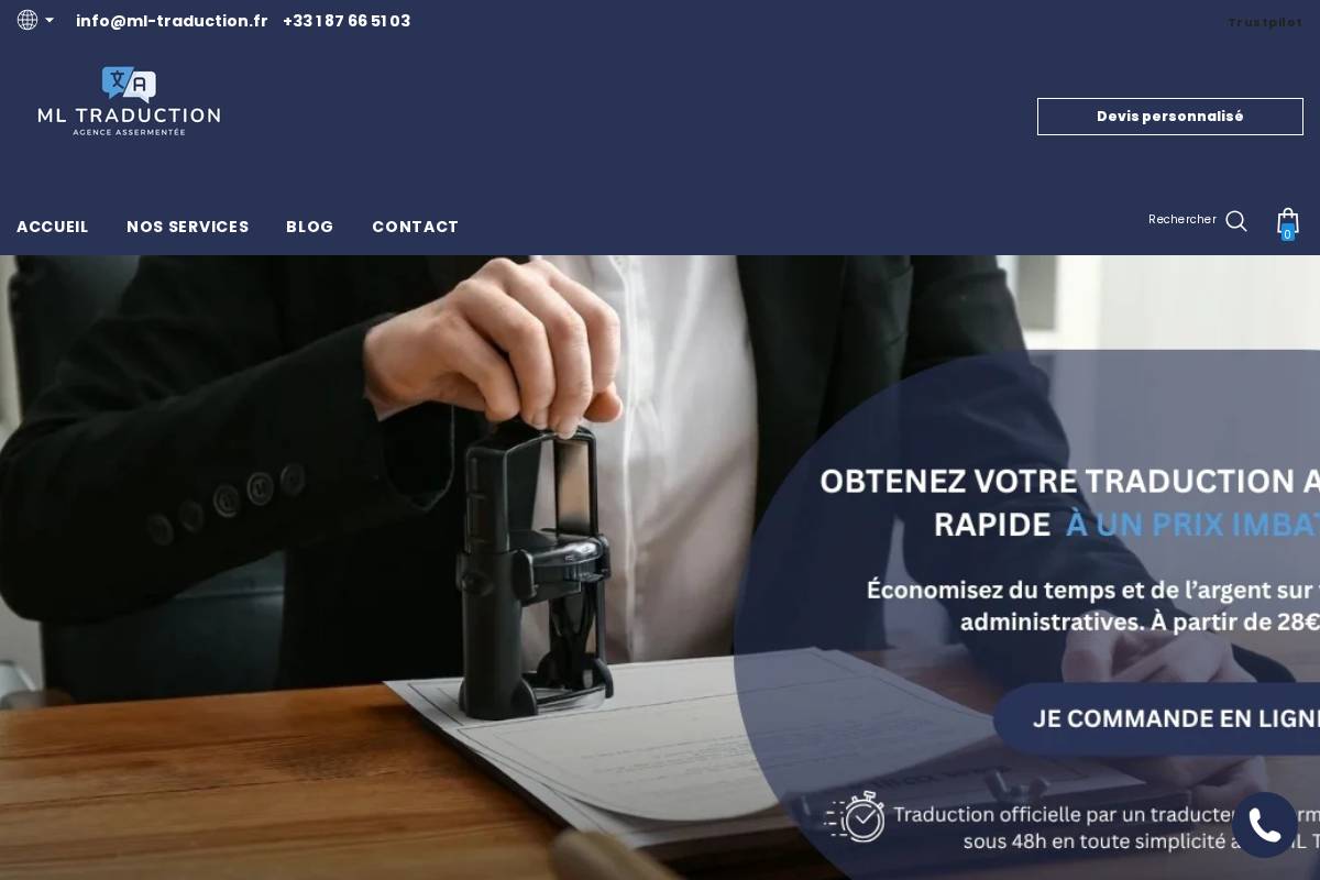 ml-traduction.fr homepage screenshot