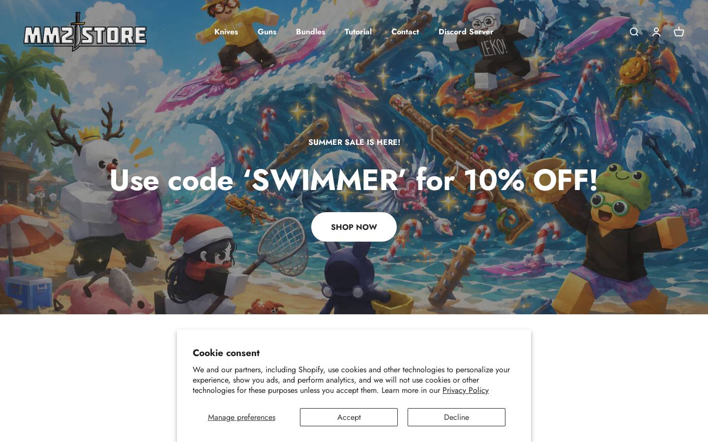 MM2Store homepage screenshot