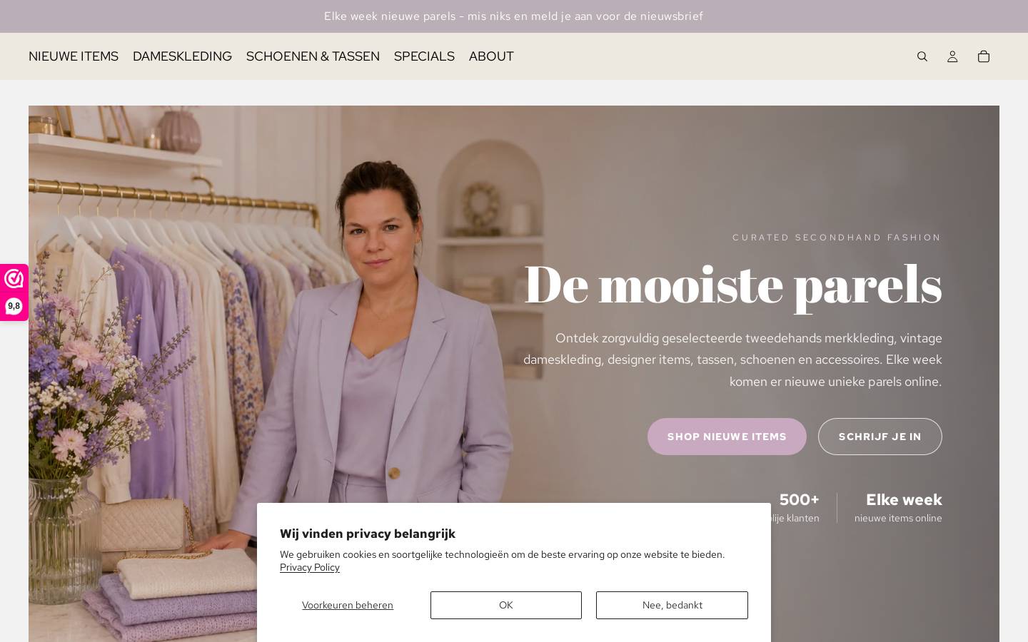 Meisje met de Parels homepage screenshot