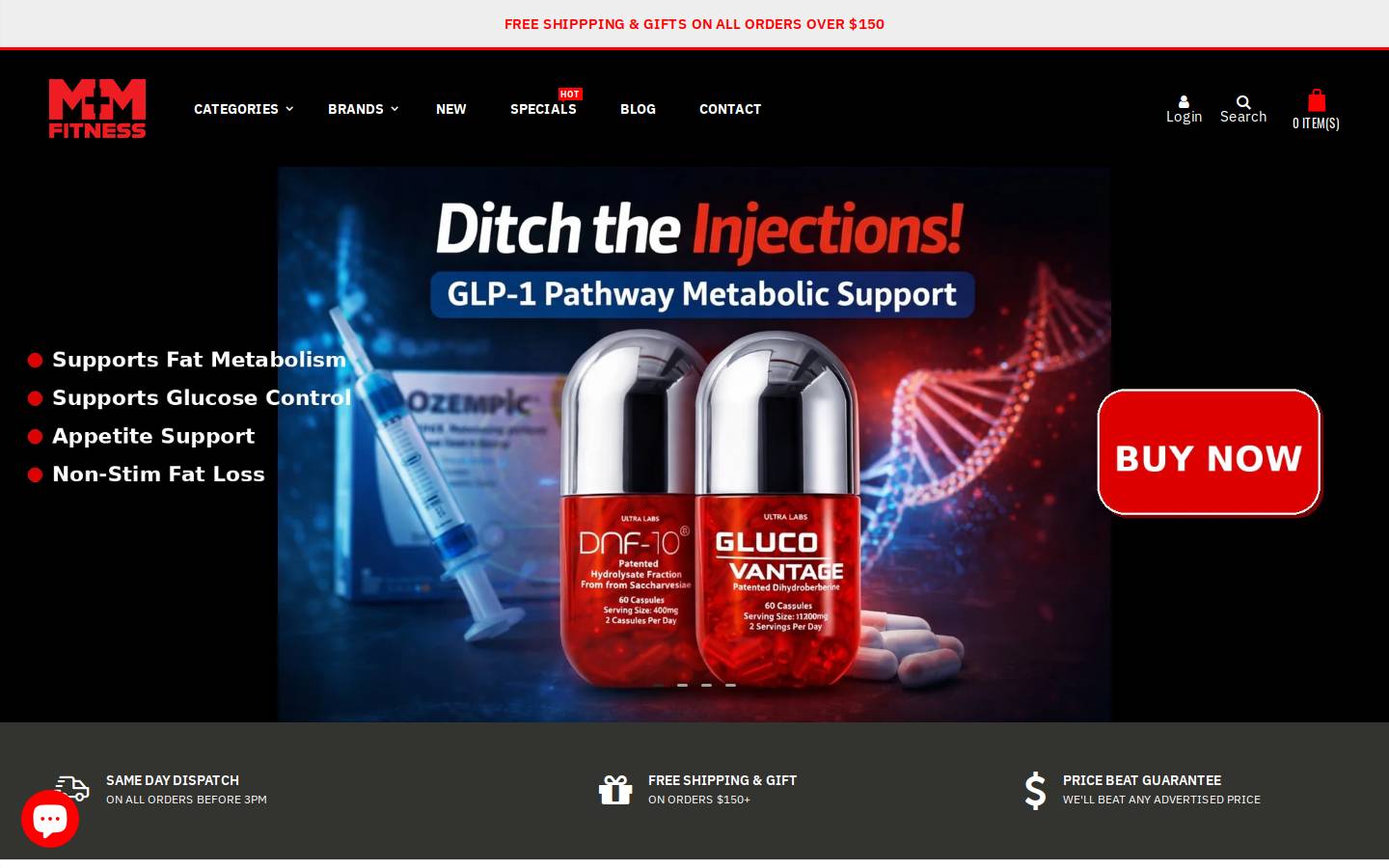 M&M Fitness homepage screenshot