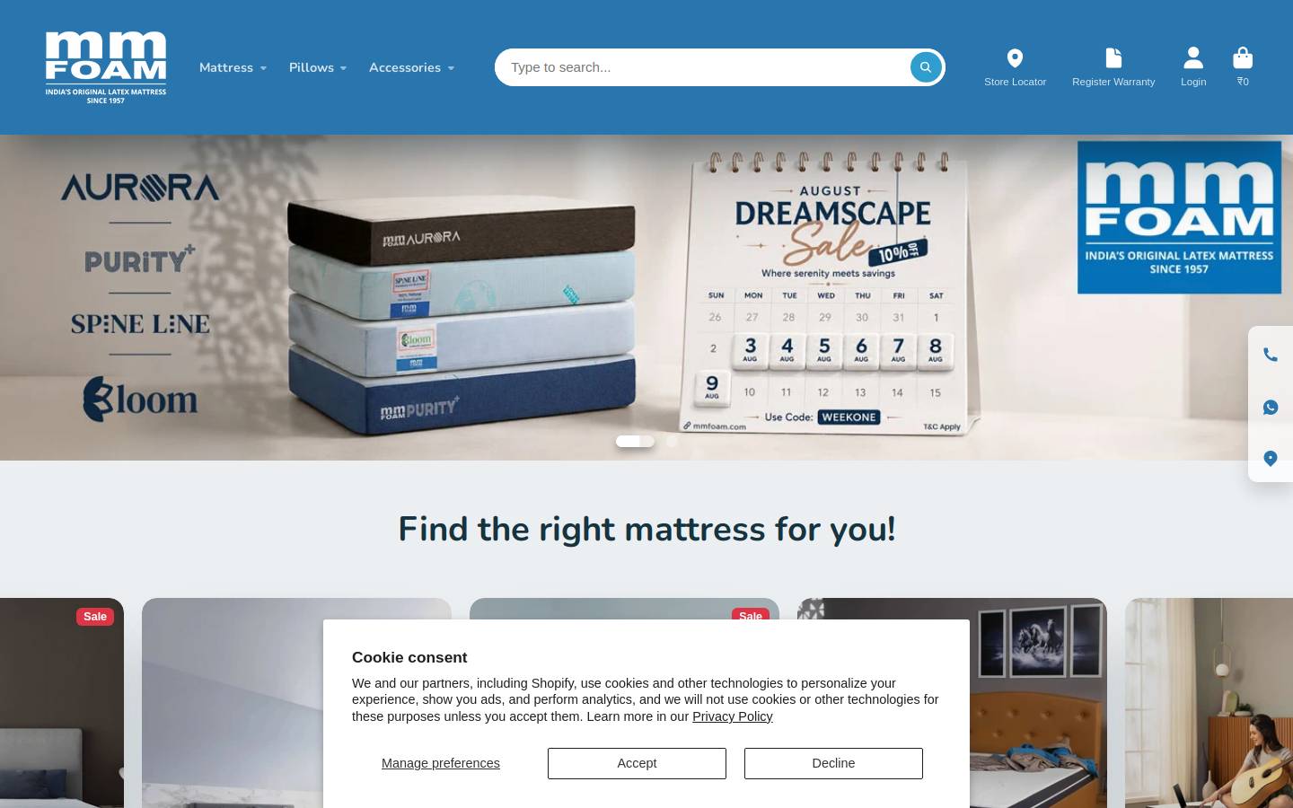 mmfoam.com homepage screenshot