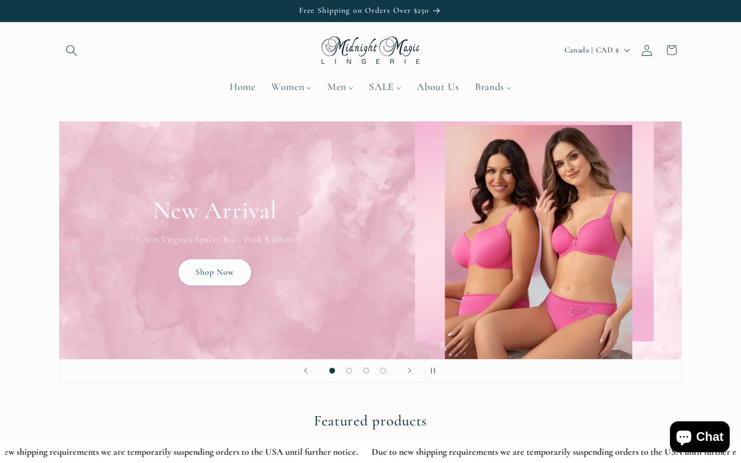 mmlingerie.com homepage screenshot