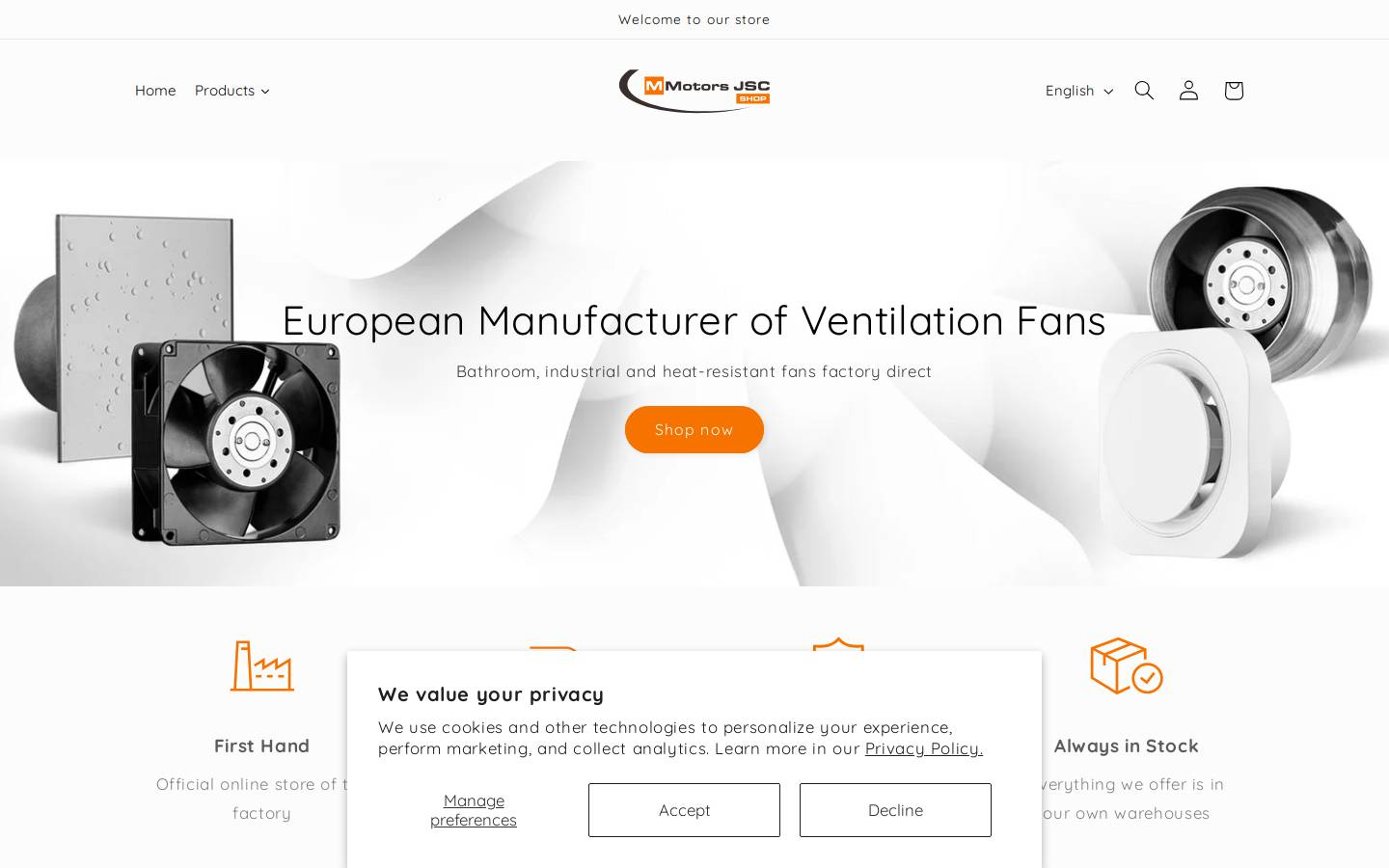 Mmotors homepage screenshot
