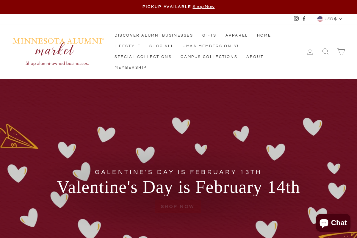 MN Alumni Market homepage screenshot