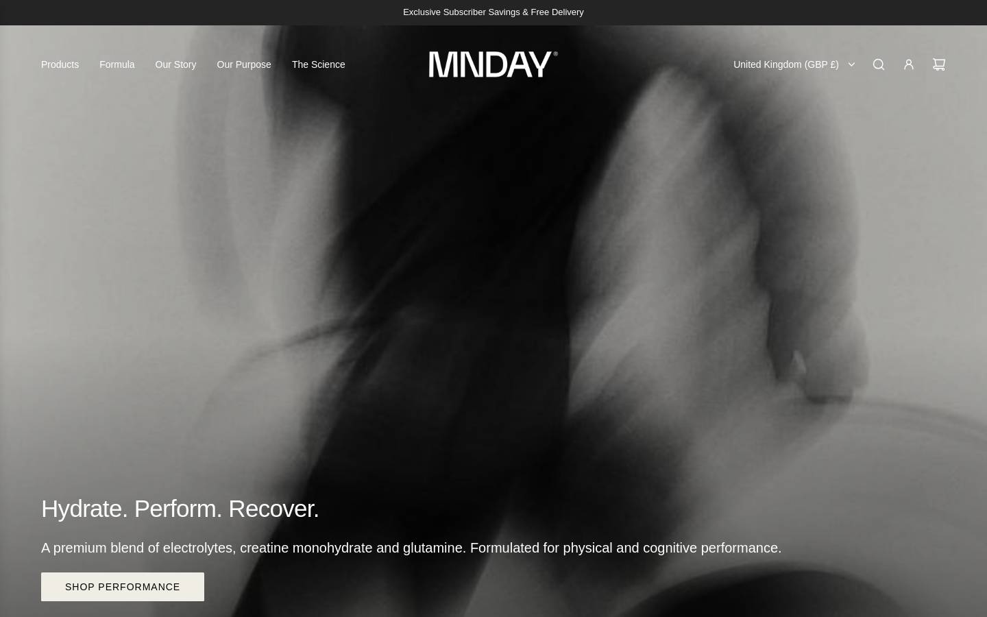 mndayperformance.com homepage screenshot