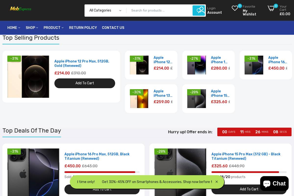 mobexpress.store homepage screenshot
