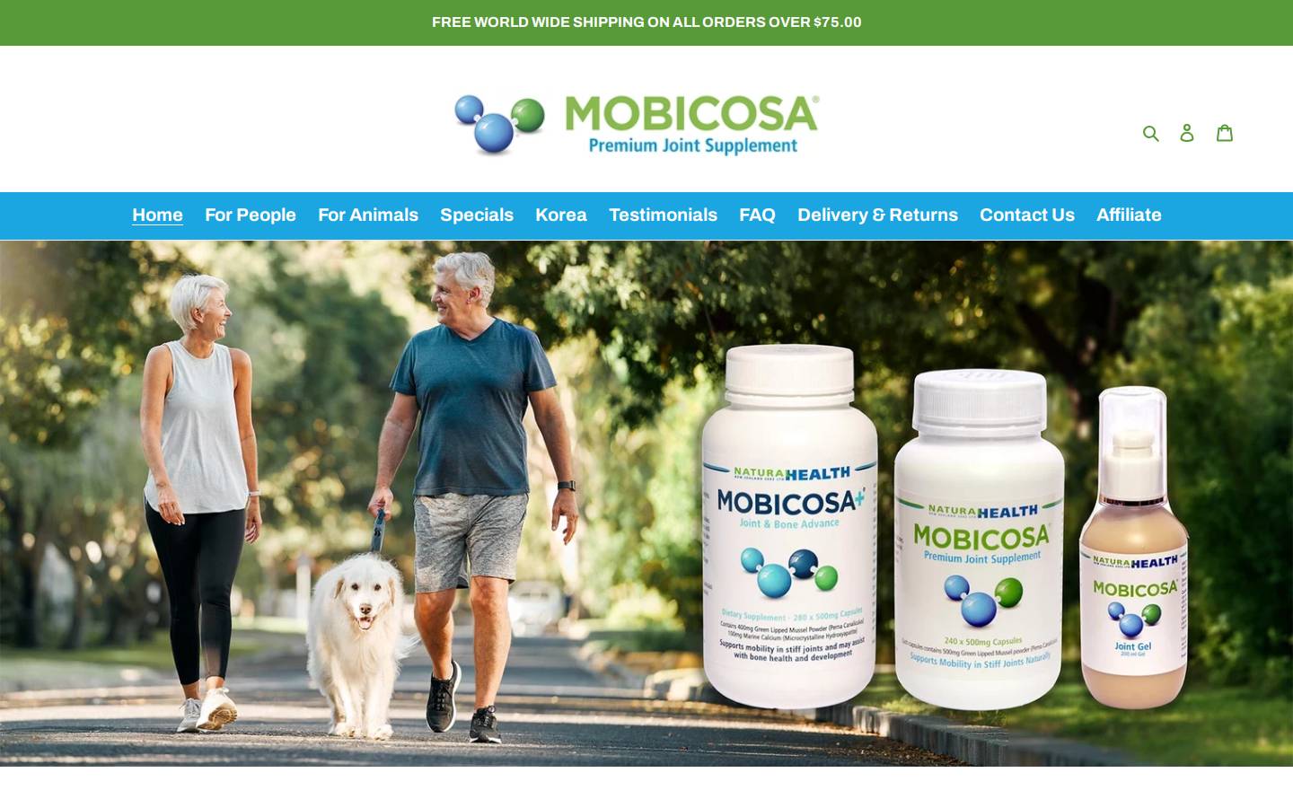 mobicosa.com homepage screenshot