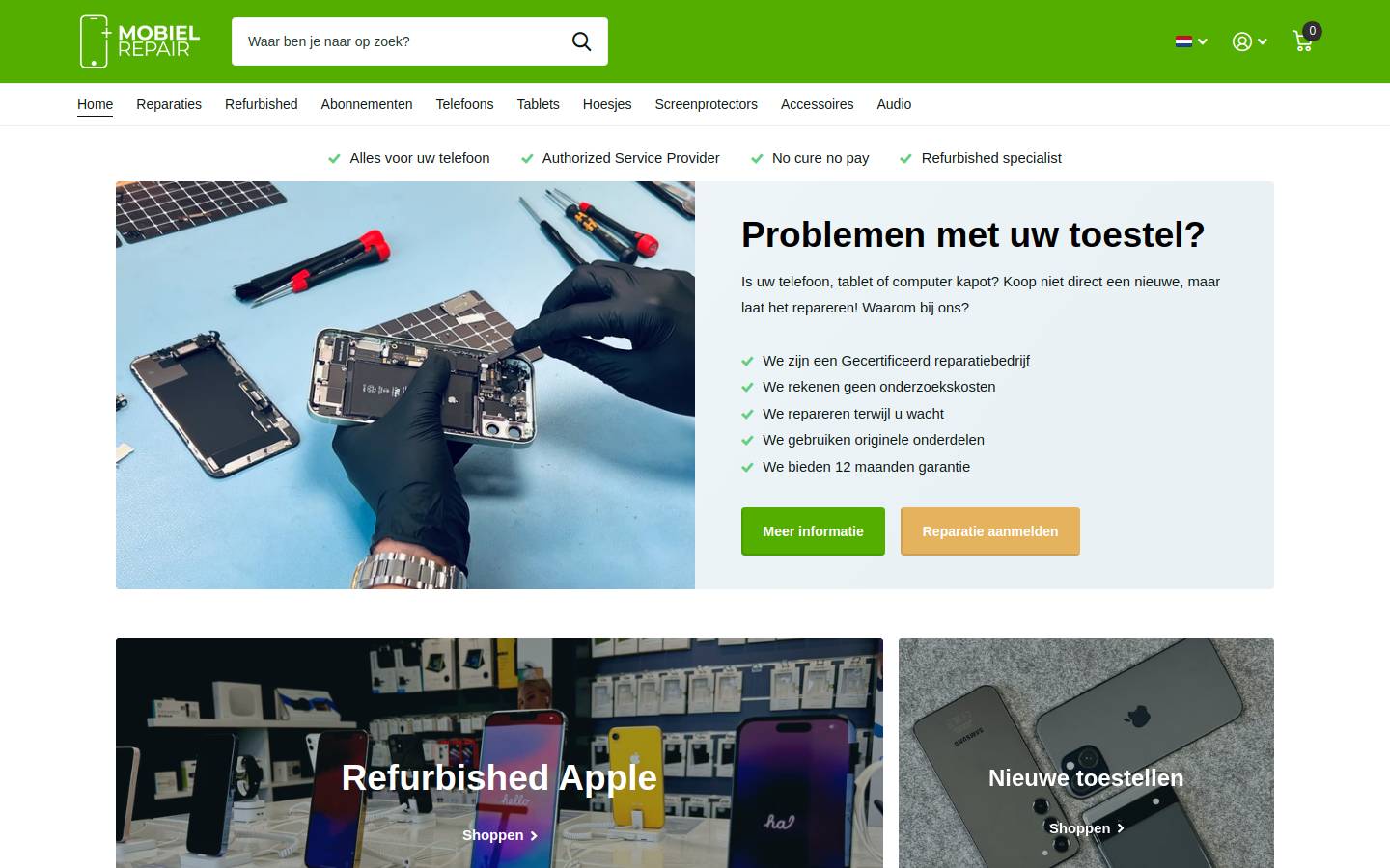 mobielrepair.nl homepage screenshot
