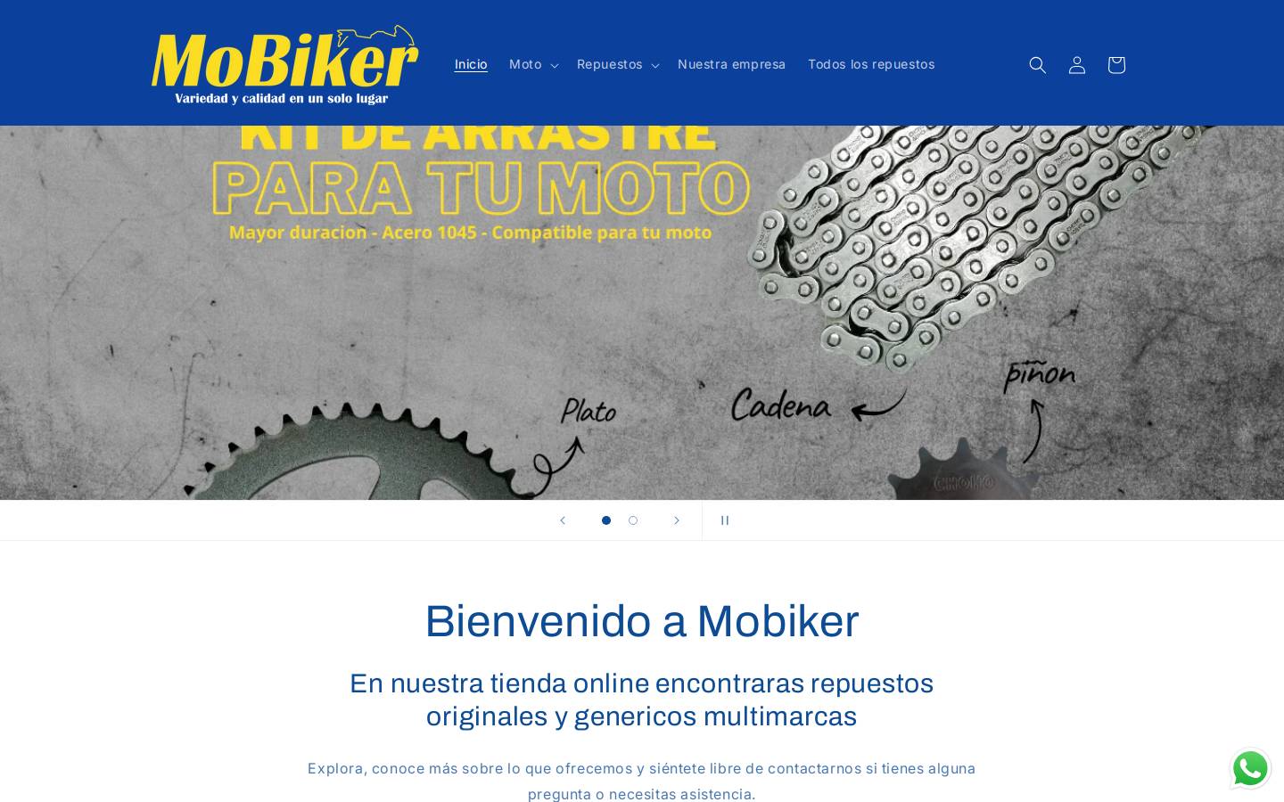 mobikerrepuestosmoto.com homepage screenshot