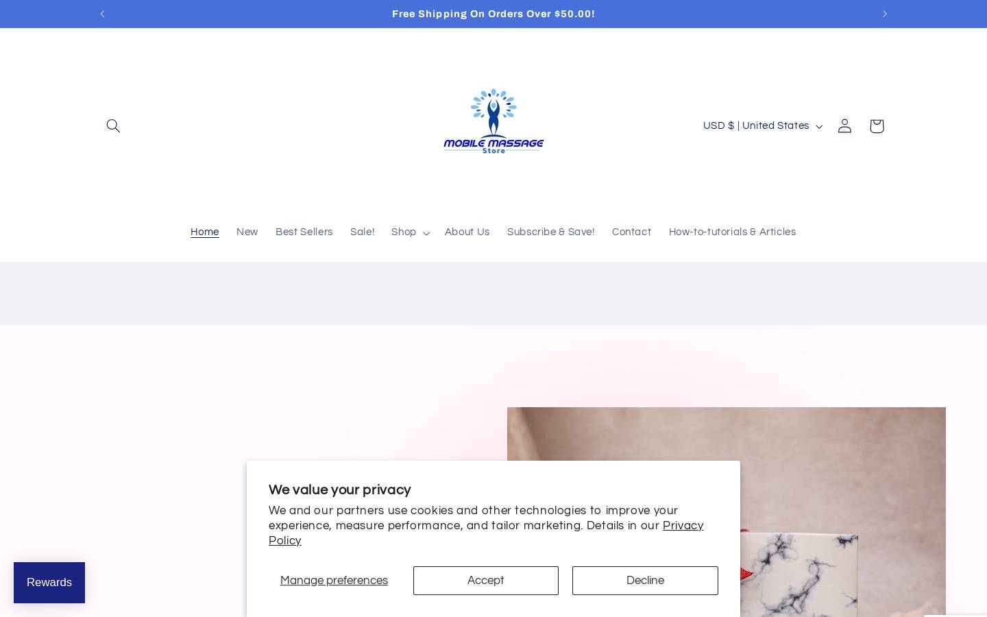 mobilemassagestore.com homepage screenshot