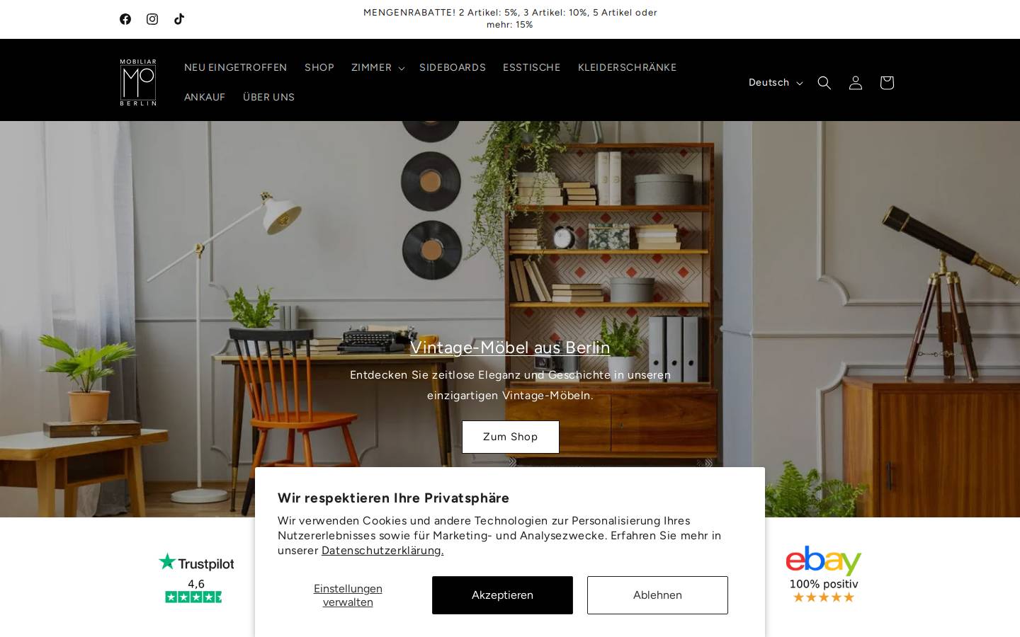 Mobiliar Berlin homepage screenshot