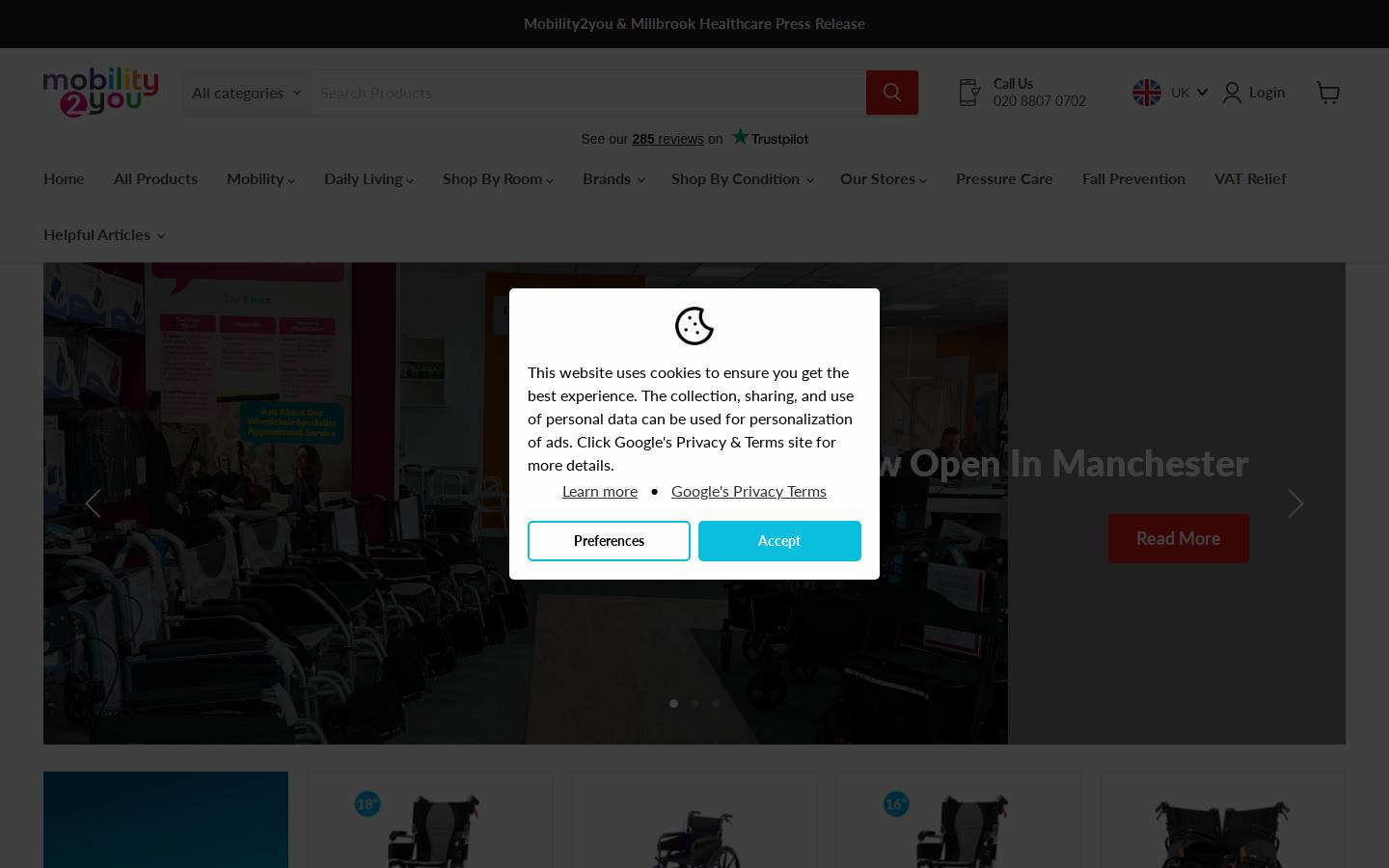Mobility2you homepage screenshot