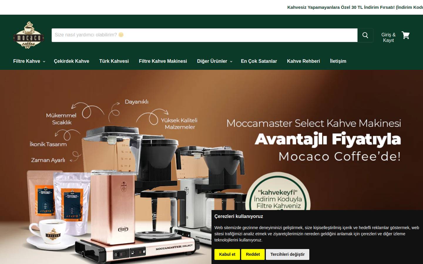 mocacocoffee.com homepage screenshot