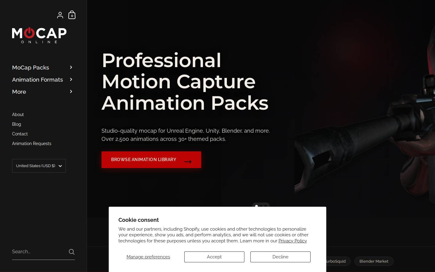 mocaponline.com homepage screenshot