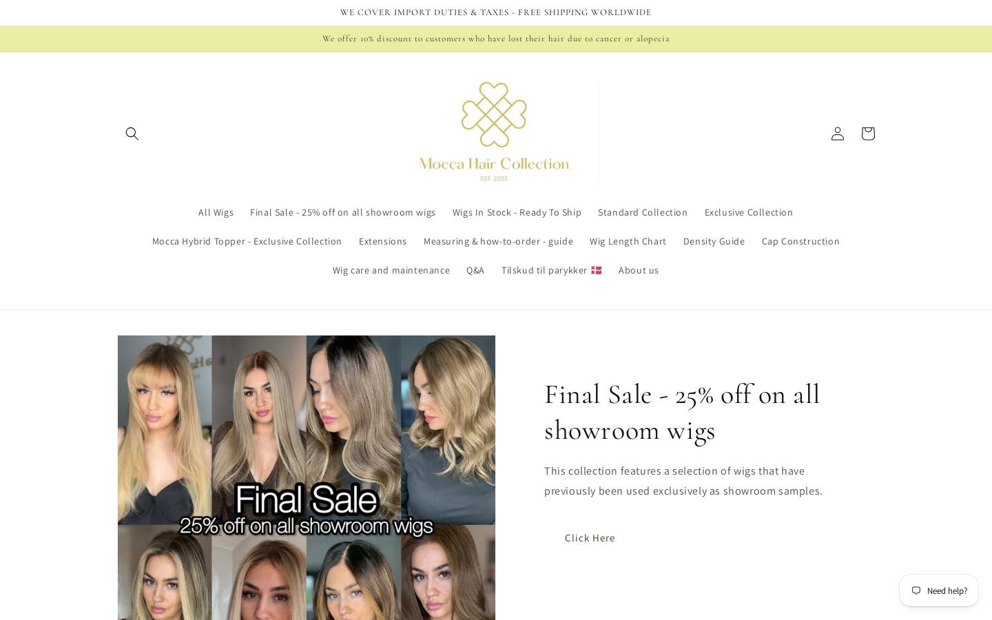 moccahaircollection.com homepage screenshot