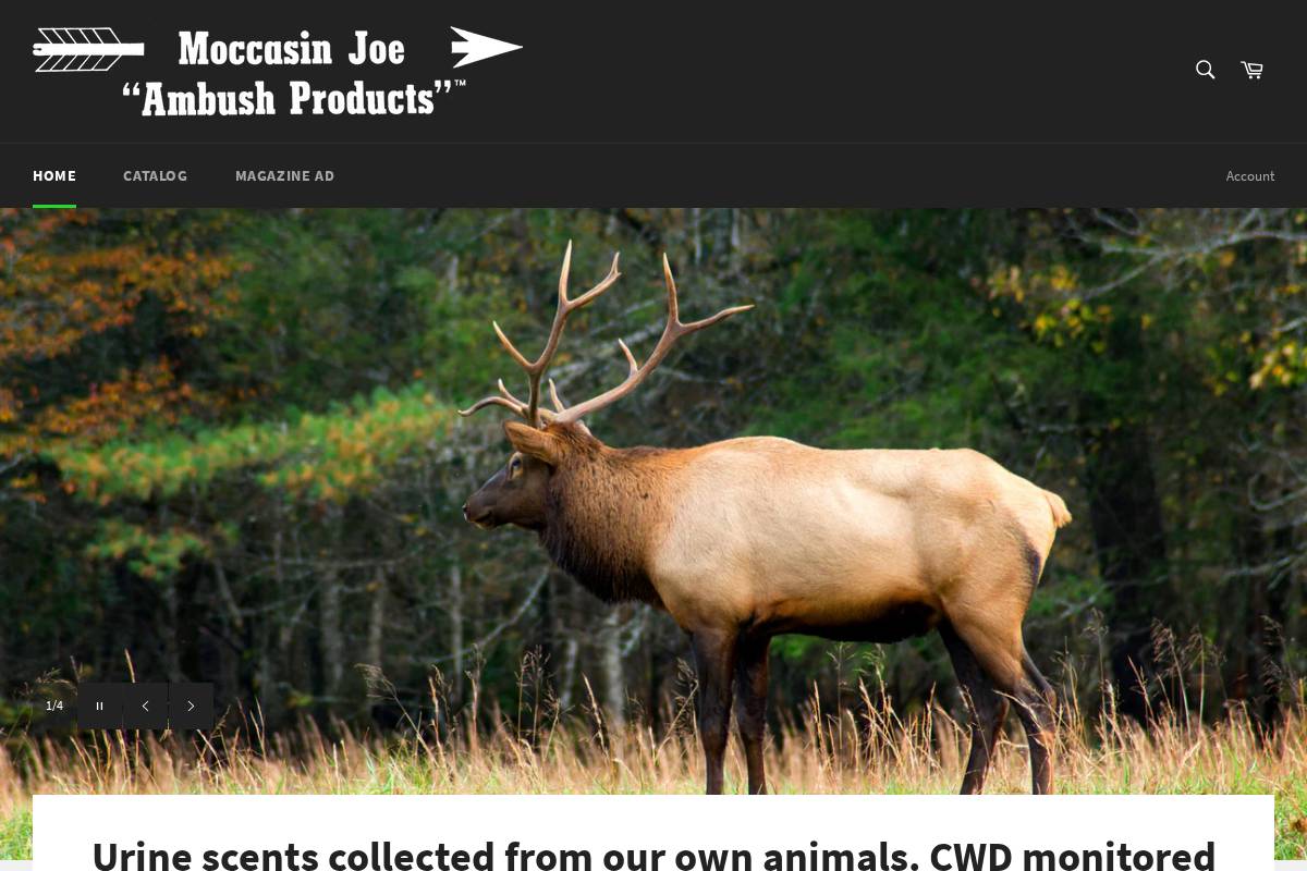 moccasinjoedist.com homepage screenshot