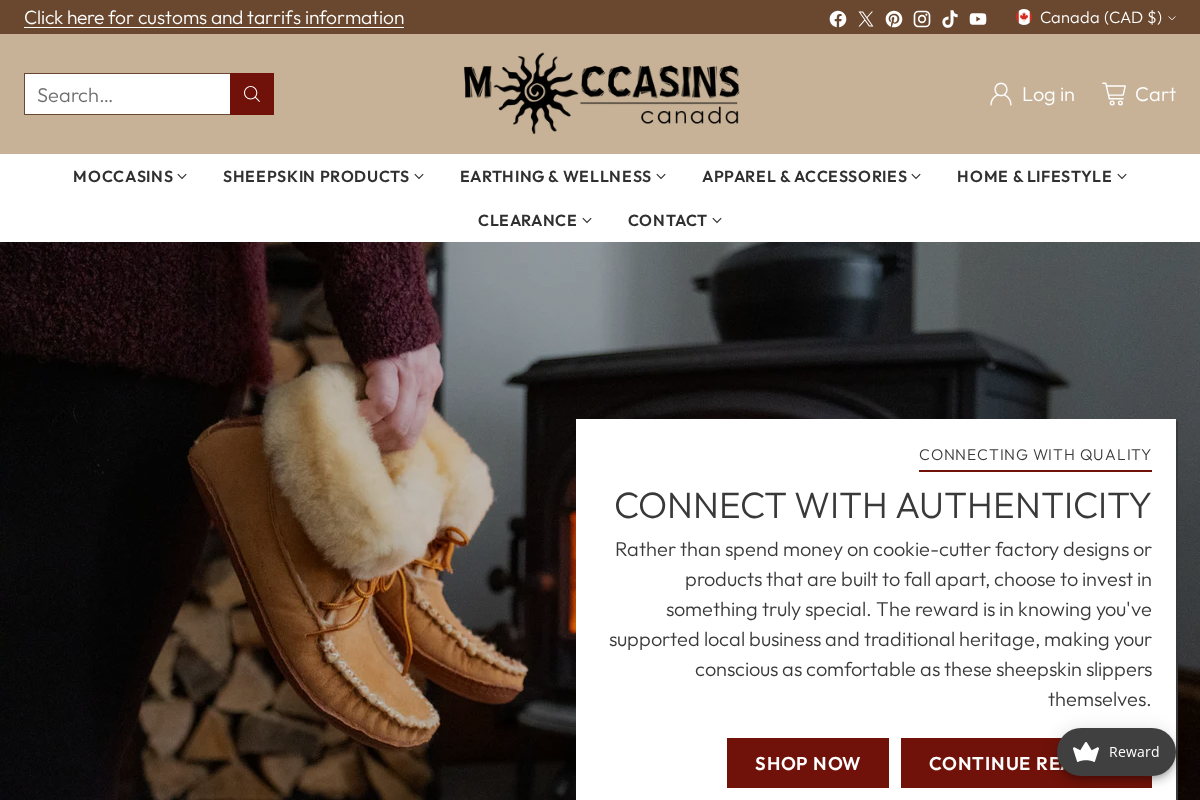 moccasinscanada.com homepage screenshot