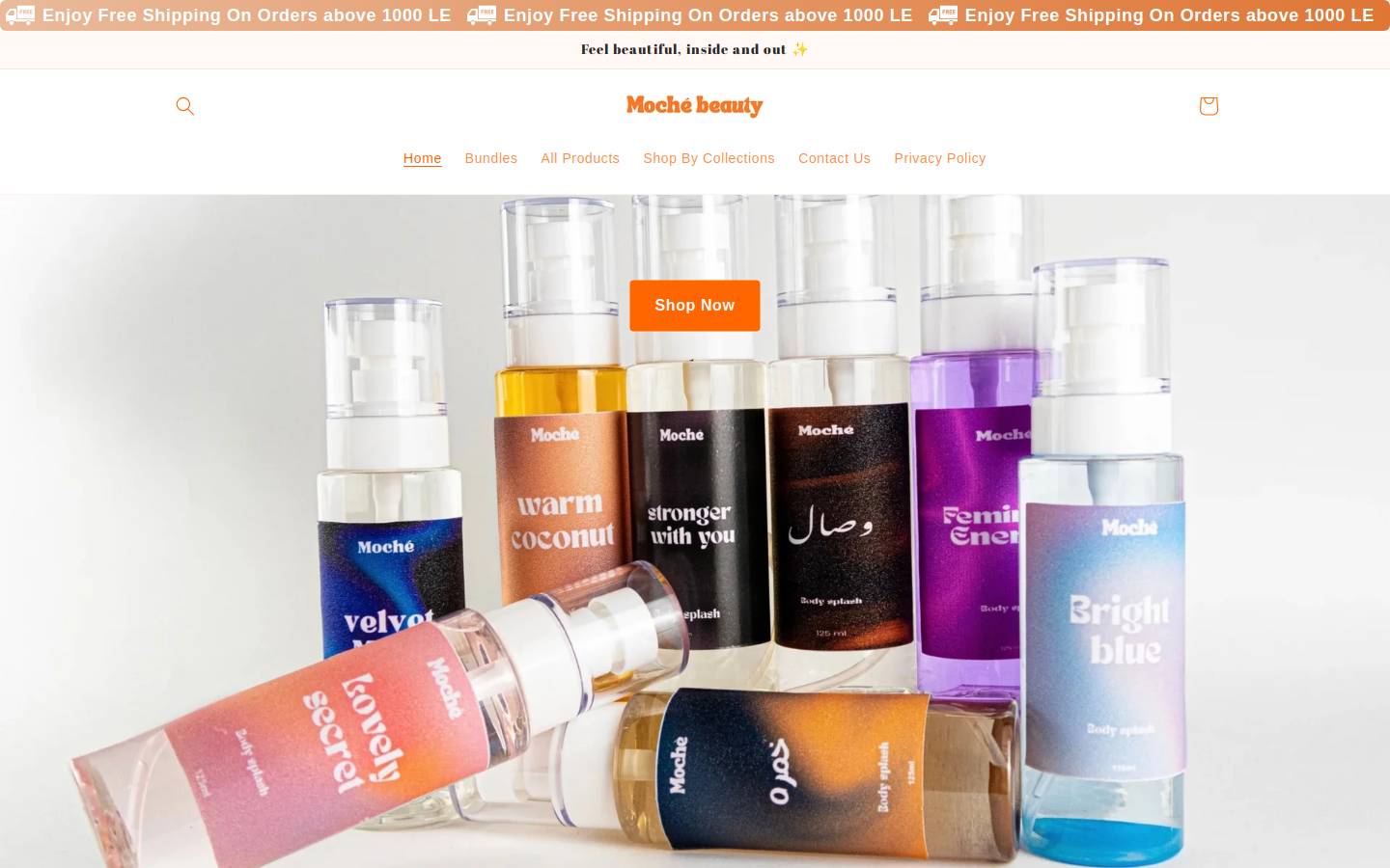mochebeauty.com homepage screenshot
