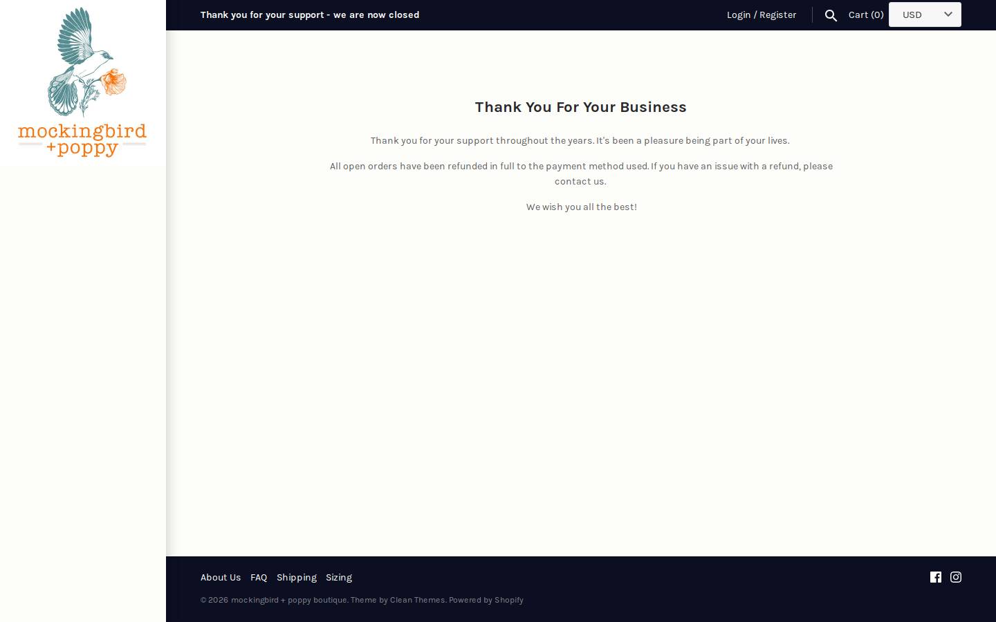 mockingbirdandpoppy.com homepage screenshot