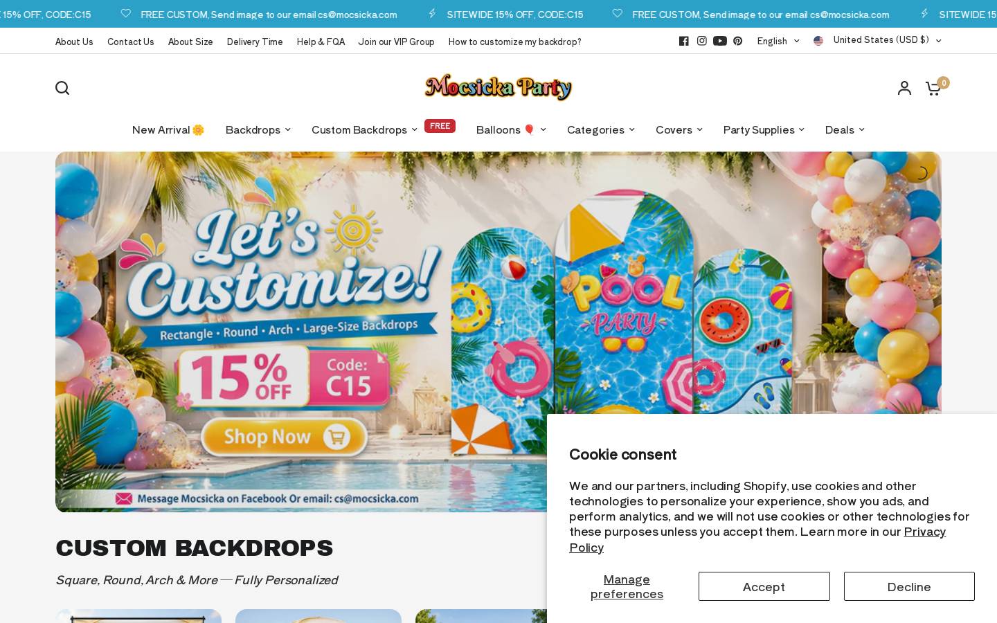 mocsickaparty.com homepage screenshot