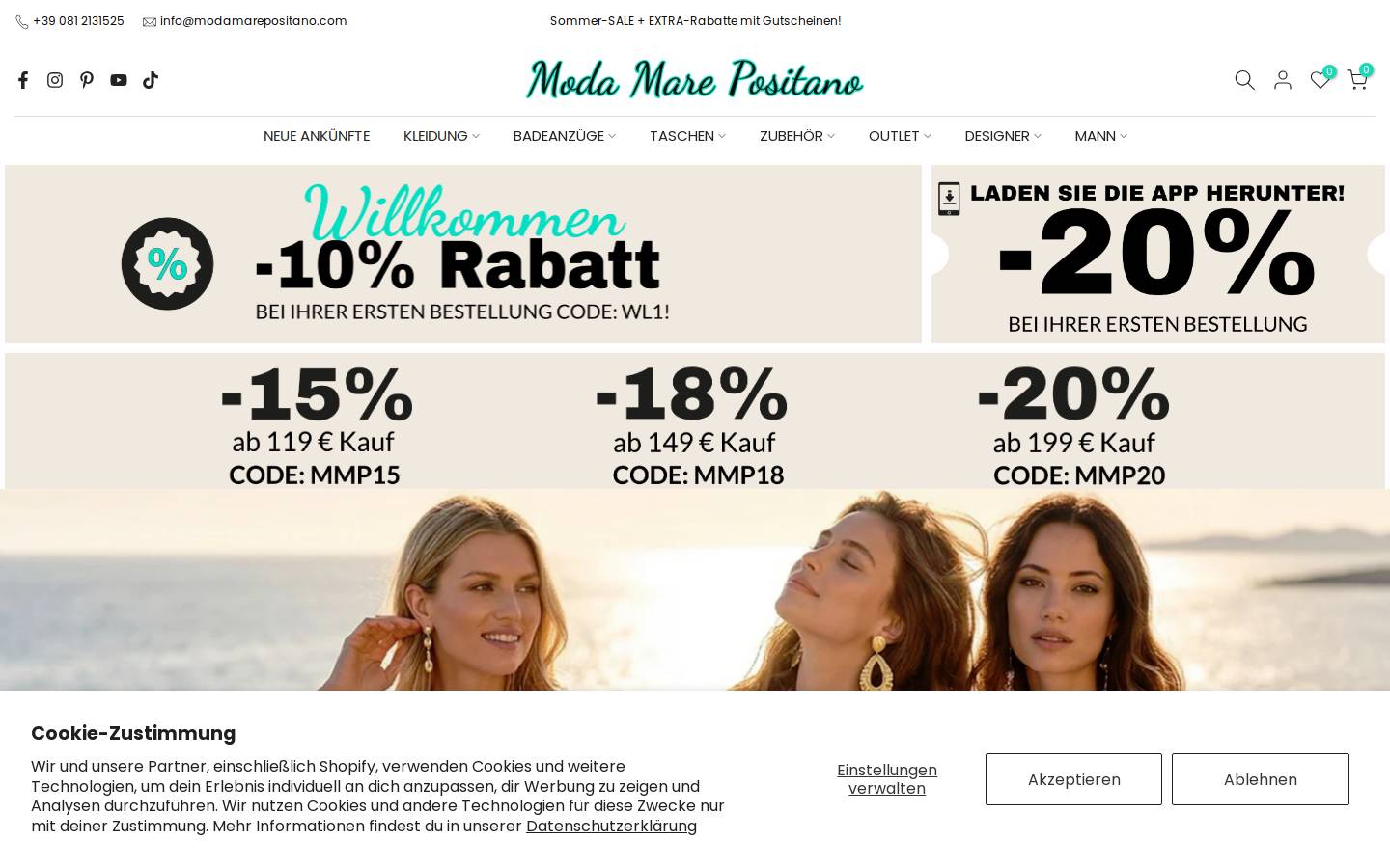 Moda Mare Positano homepage screenshot