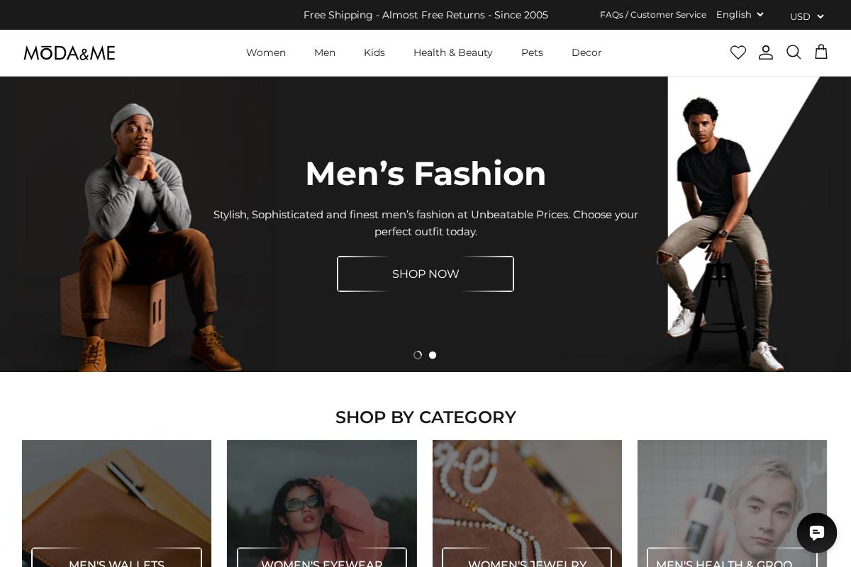 modandme.com homepage screenshot
