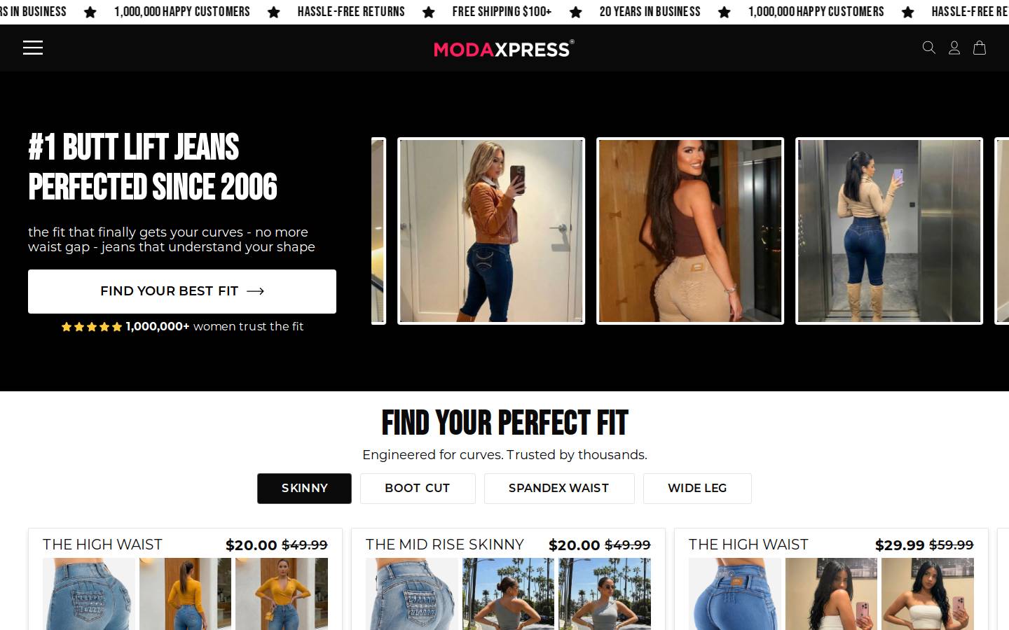 Moda Xpress homepage screenshot