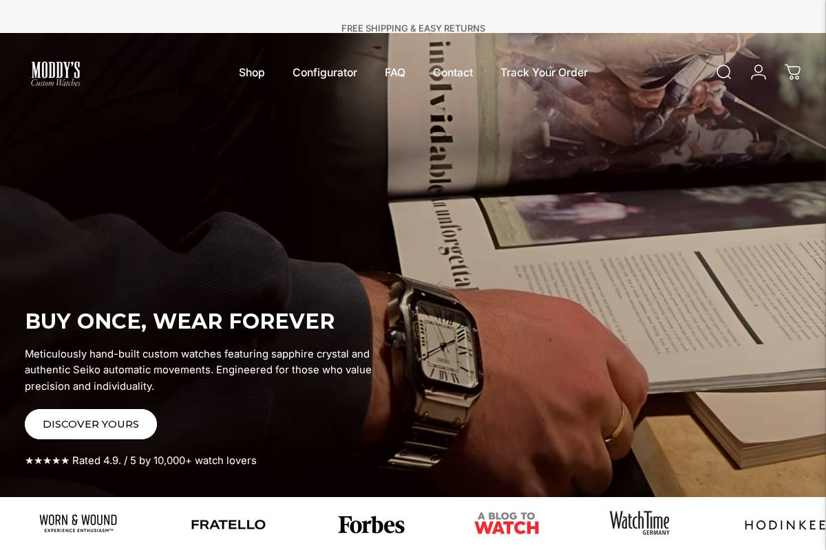 Moddy´s Custom Watches homepage screenshot