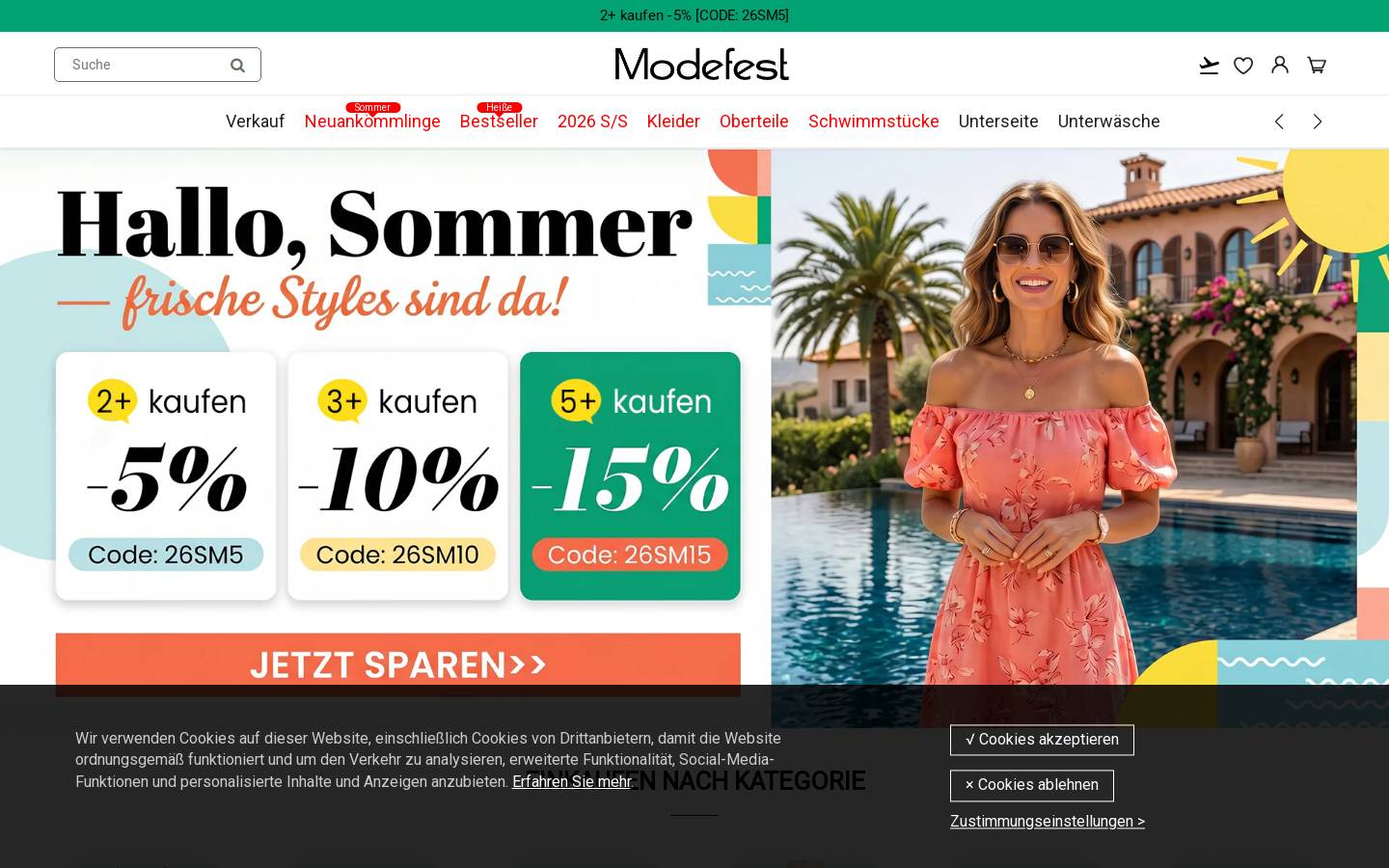 Modefest homepage screenshot
