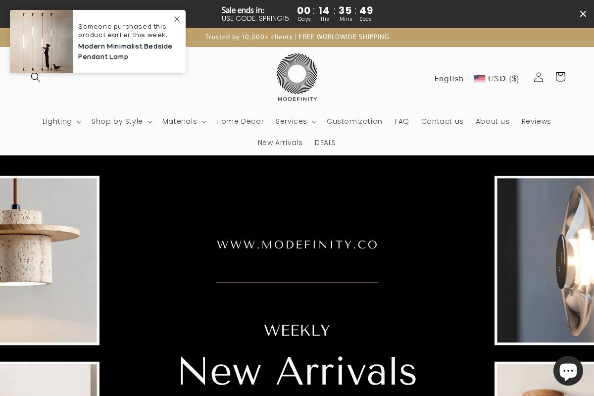 modefinity.co homepage screenshot