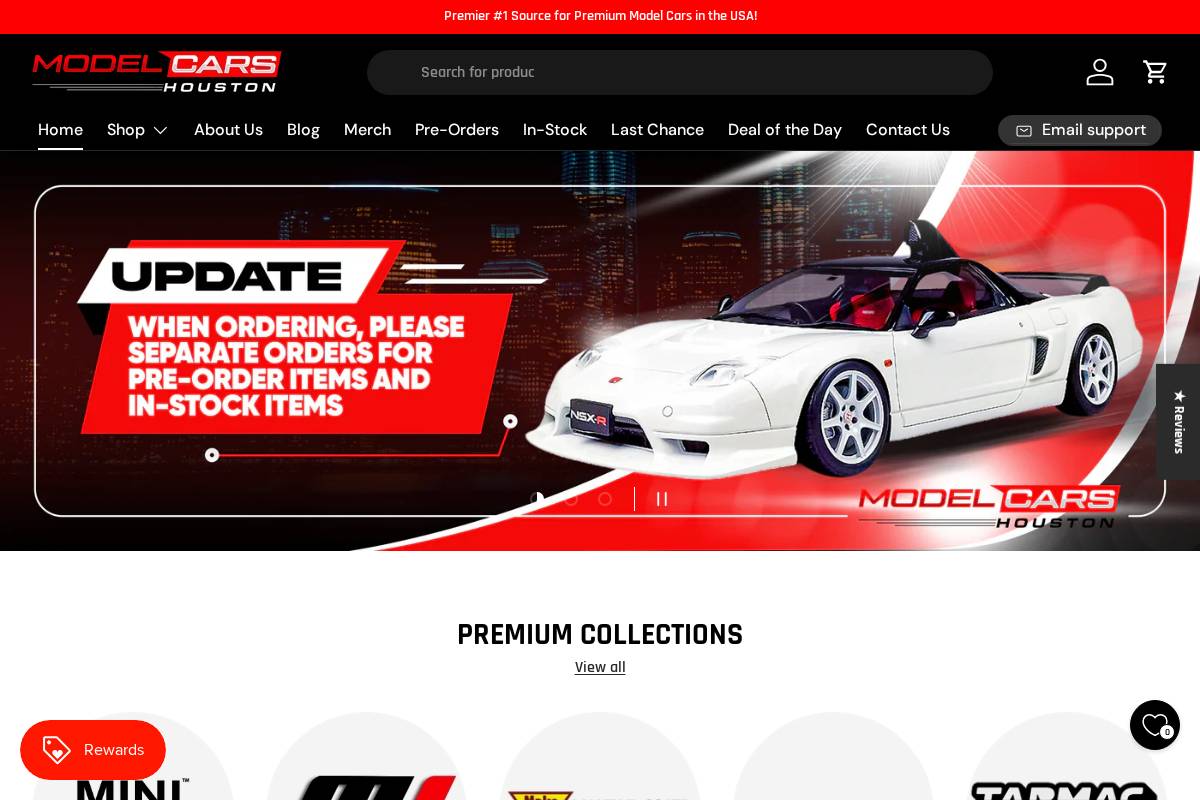 modelcarshouston.com homepage screenshot