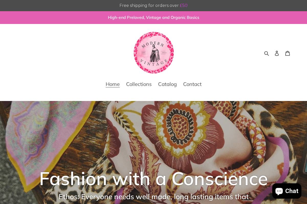 modern-vintage.co.uk homepage screenshot