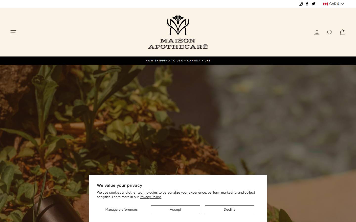 modernapothecary.ca homepage screenshot