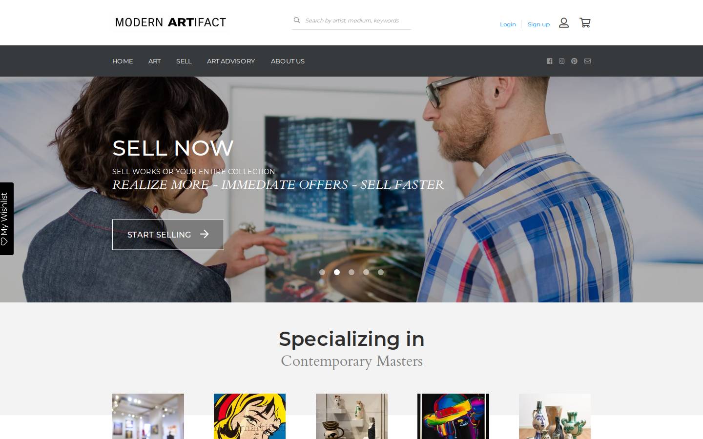 modernartifact.com homepage screenshot
