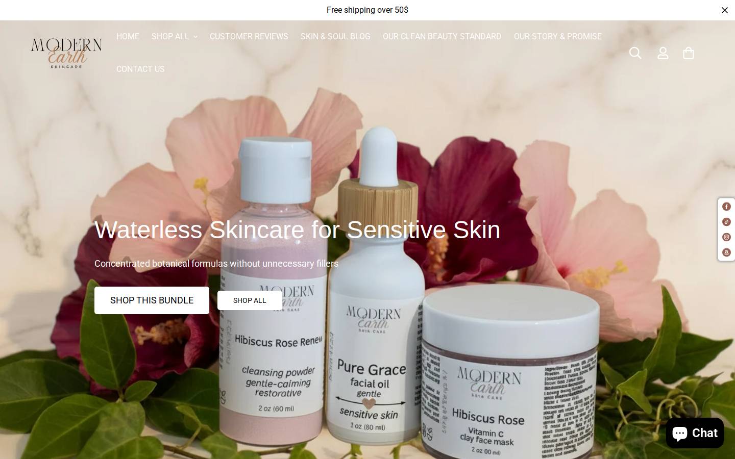 modernearthskincare.com homepage screenshot