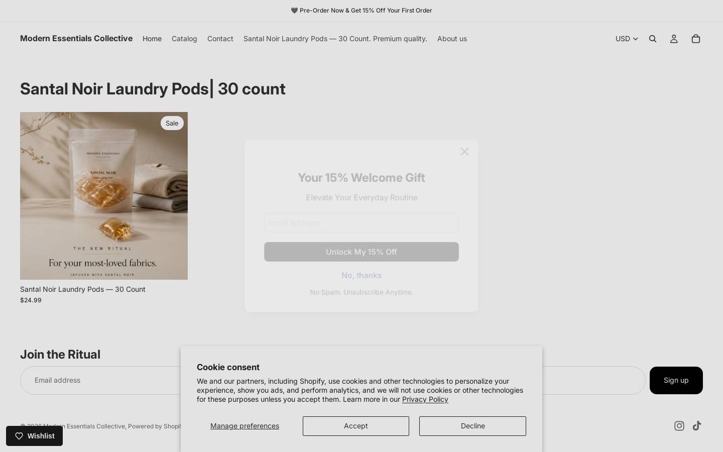 modernessentialsco.shop homepage screenshot