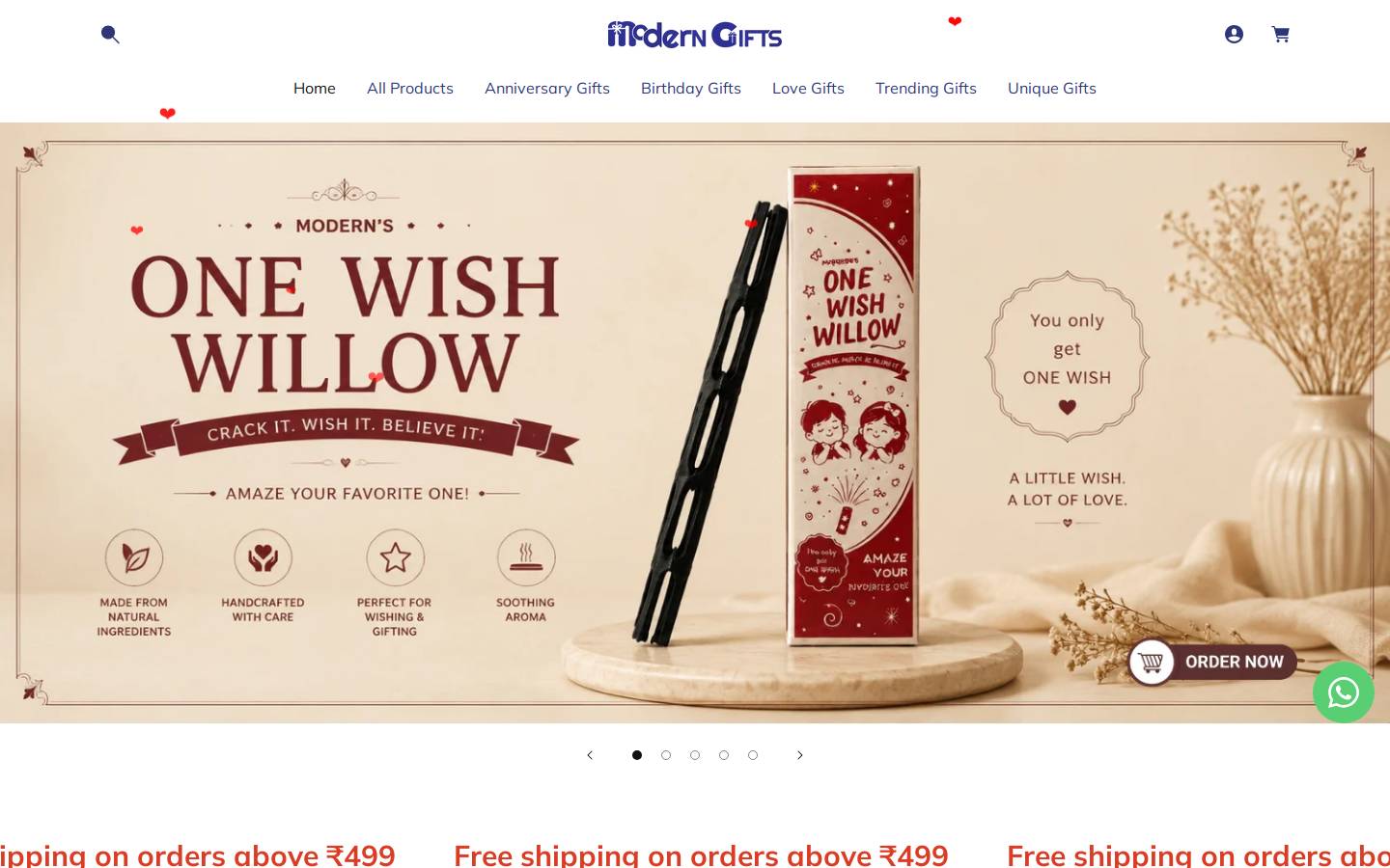moderngifts.in homepage screenshot