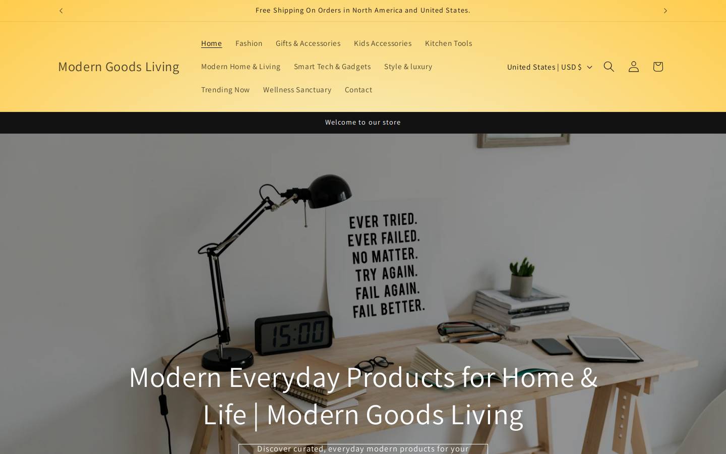 moderngoodsliving.com homepage screenshot