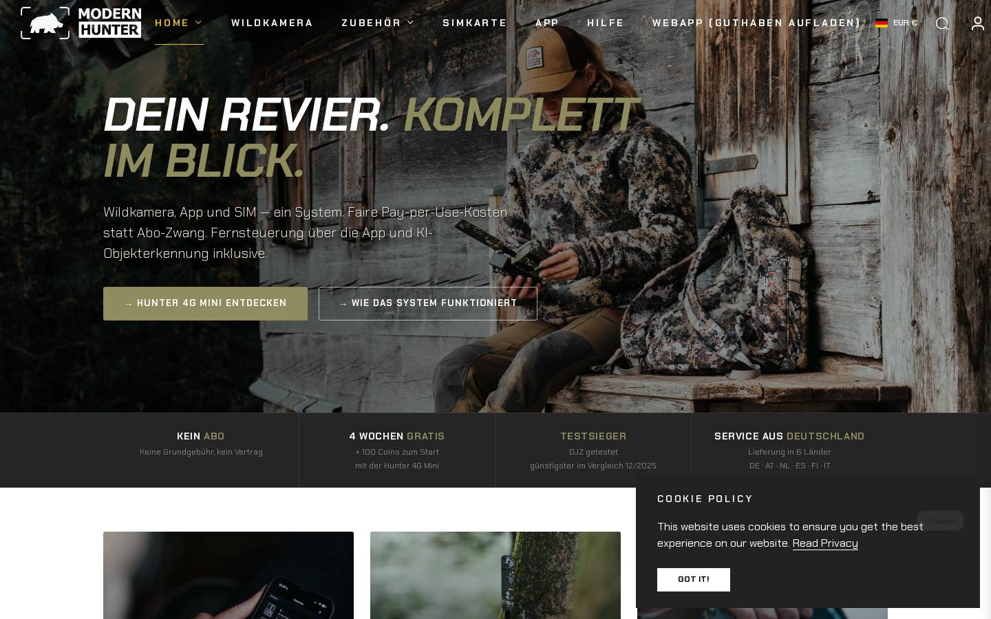 modernhunter-shop.de homepage screenshot