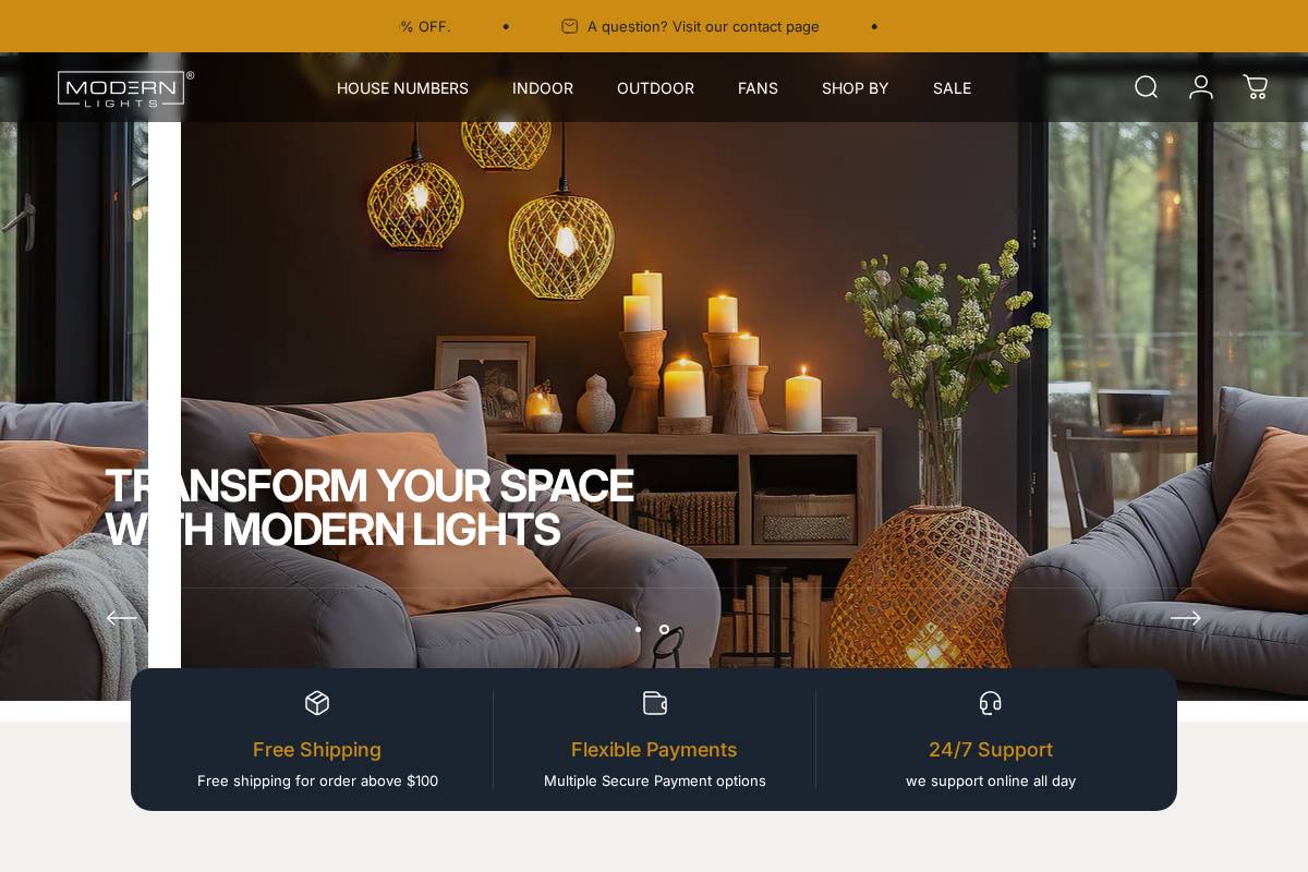 modernlights.com homepage screenshot