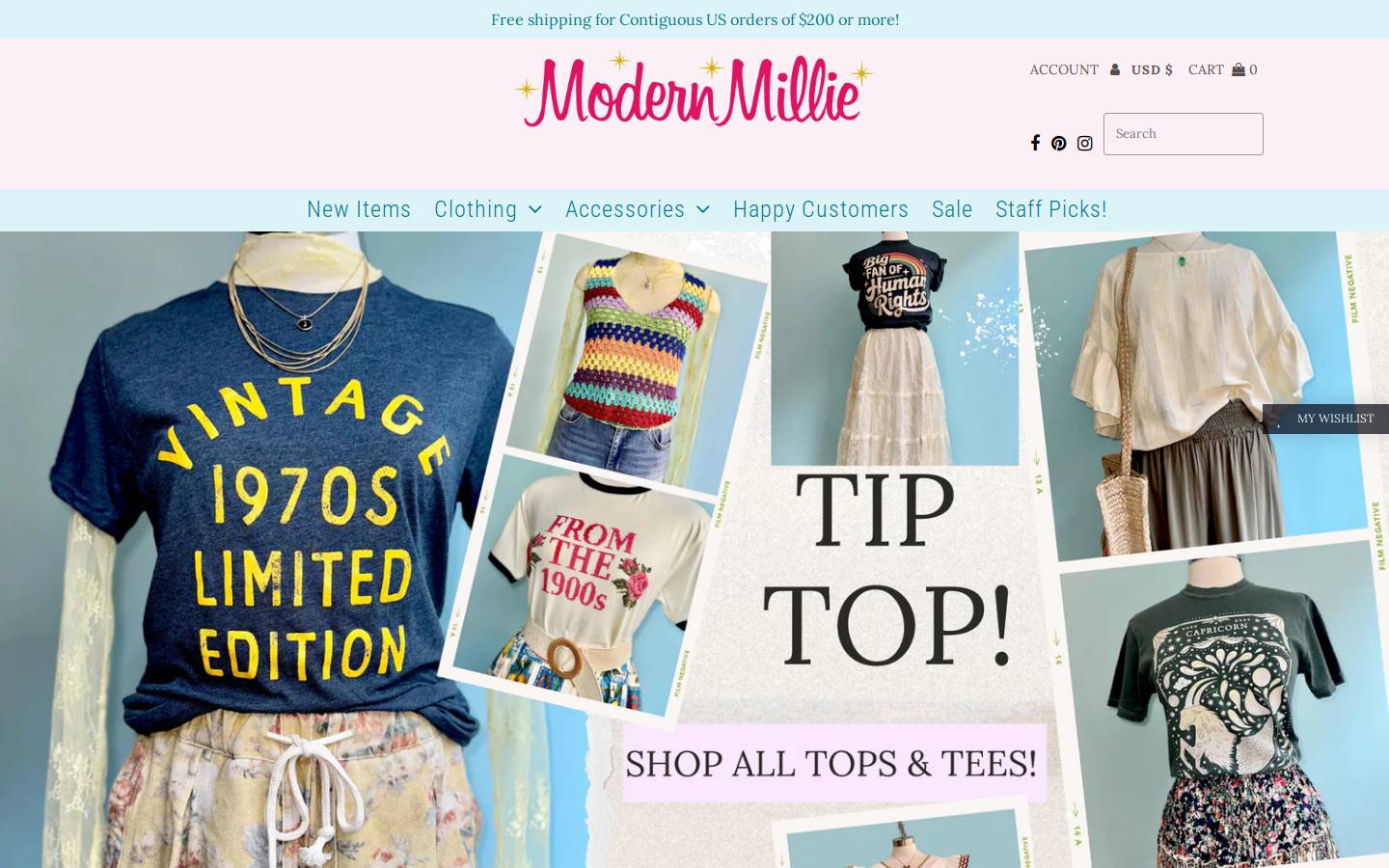 modernmillieshop.com homepage screenshot