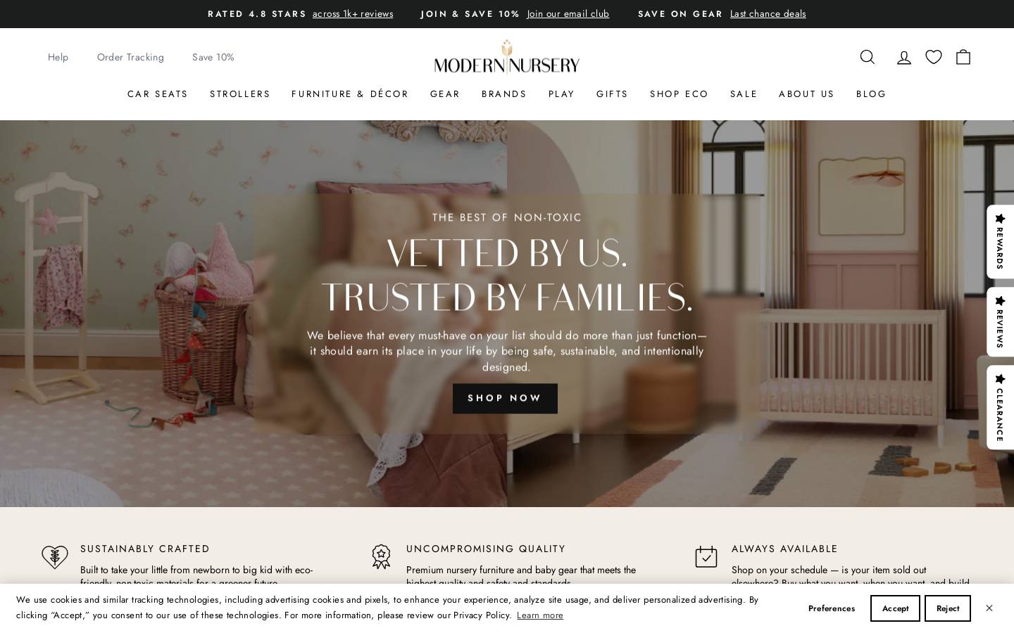 Modern Nursery homepage screenshot