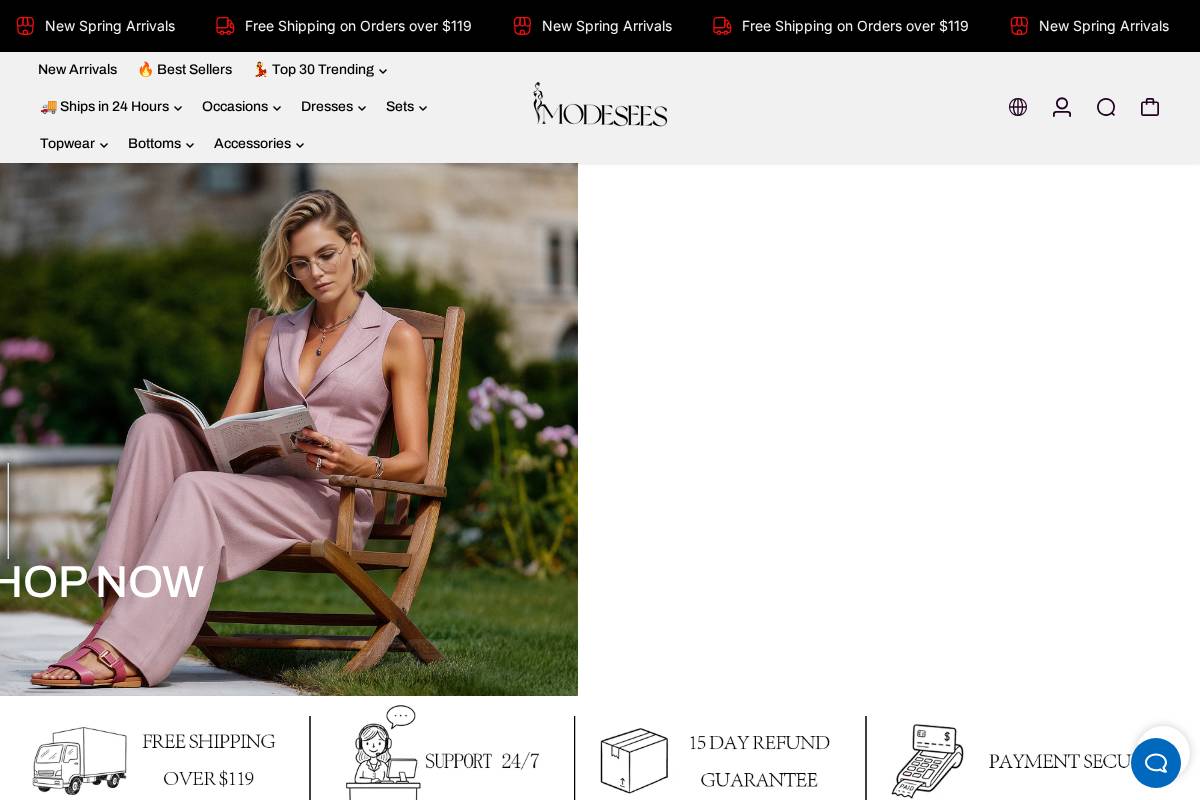 Modesees homepage screenshot
