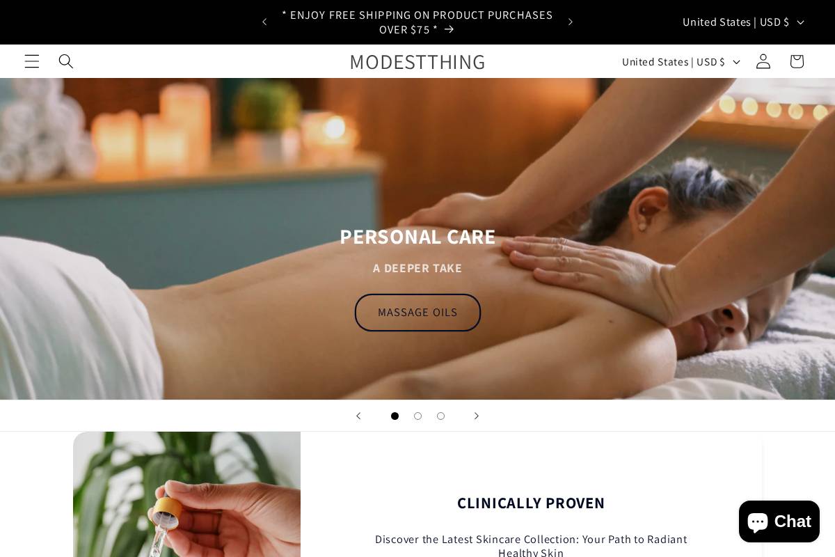 modestthing.com homepage screenshot